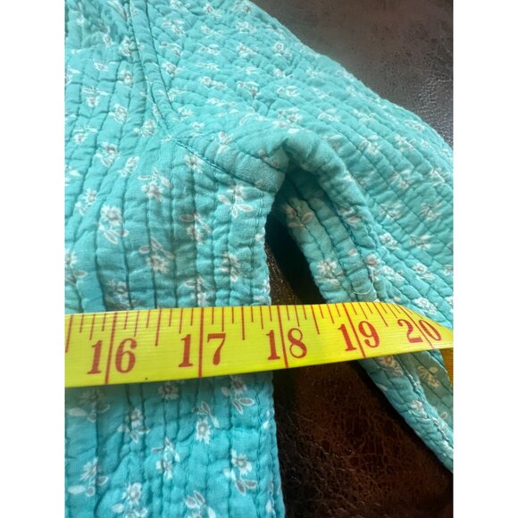 Vintage Turquoise Quilted Reversible Jacket Floral Cottage Core Boho Grandma - Picture 6 of 7